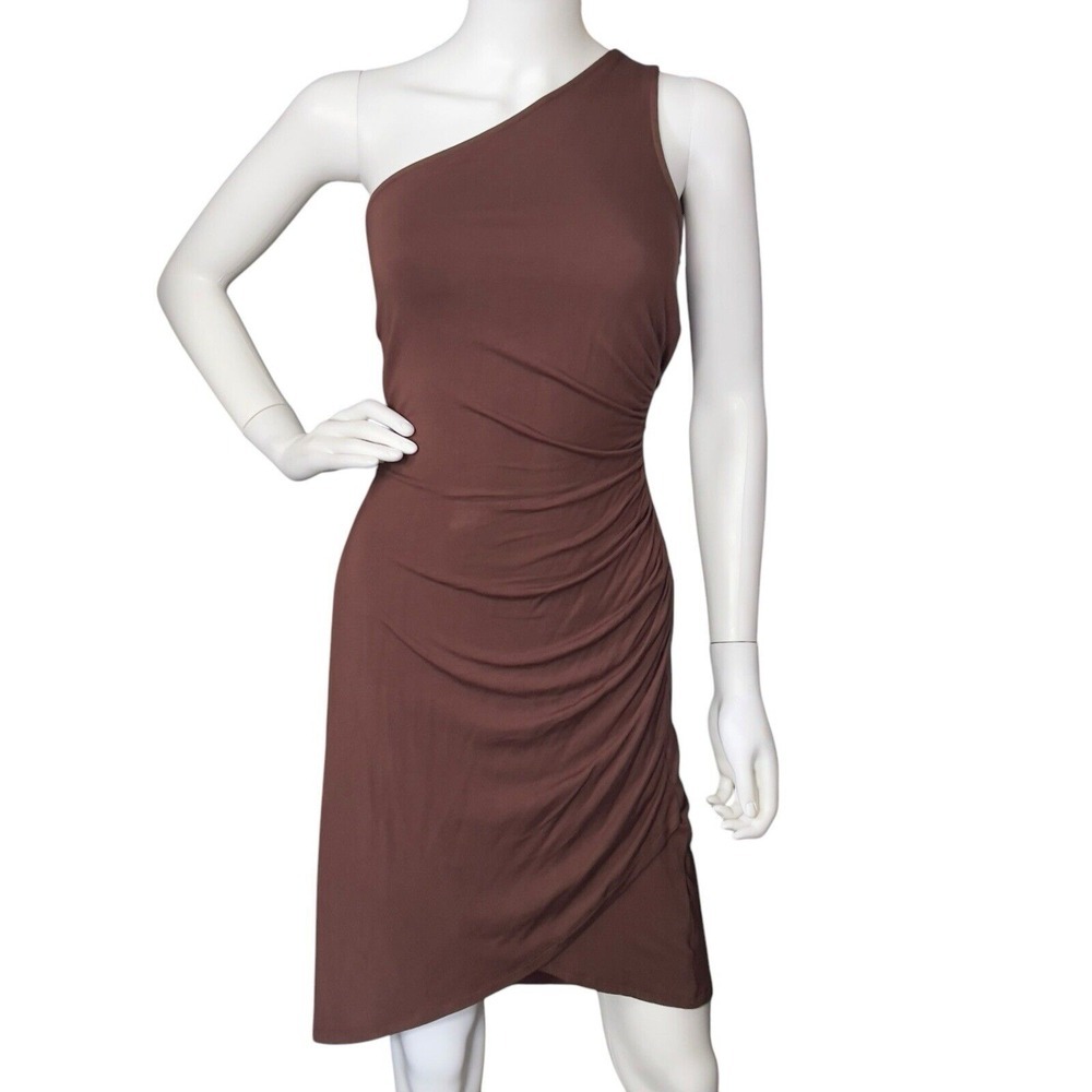 AVLN Studio Stitch Fix One Shoulder Size S Jersey Dress Ruched Side‎ Knee Length
